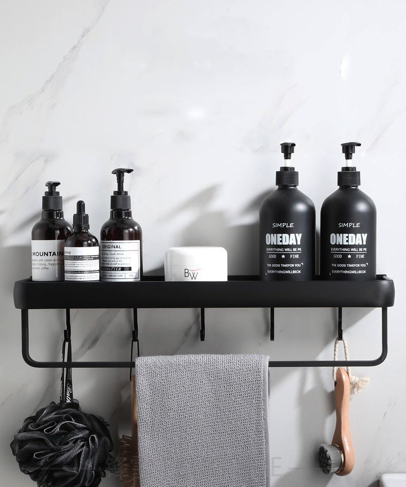 Aluminium Bathroom Shelf - Black - Housdecor Hooks and Rail