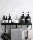 Aluminium Bathroom Shelf - Black - Housdecor Hooks and Rail