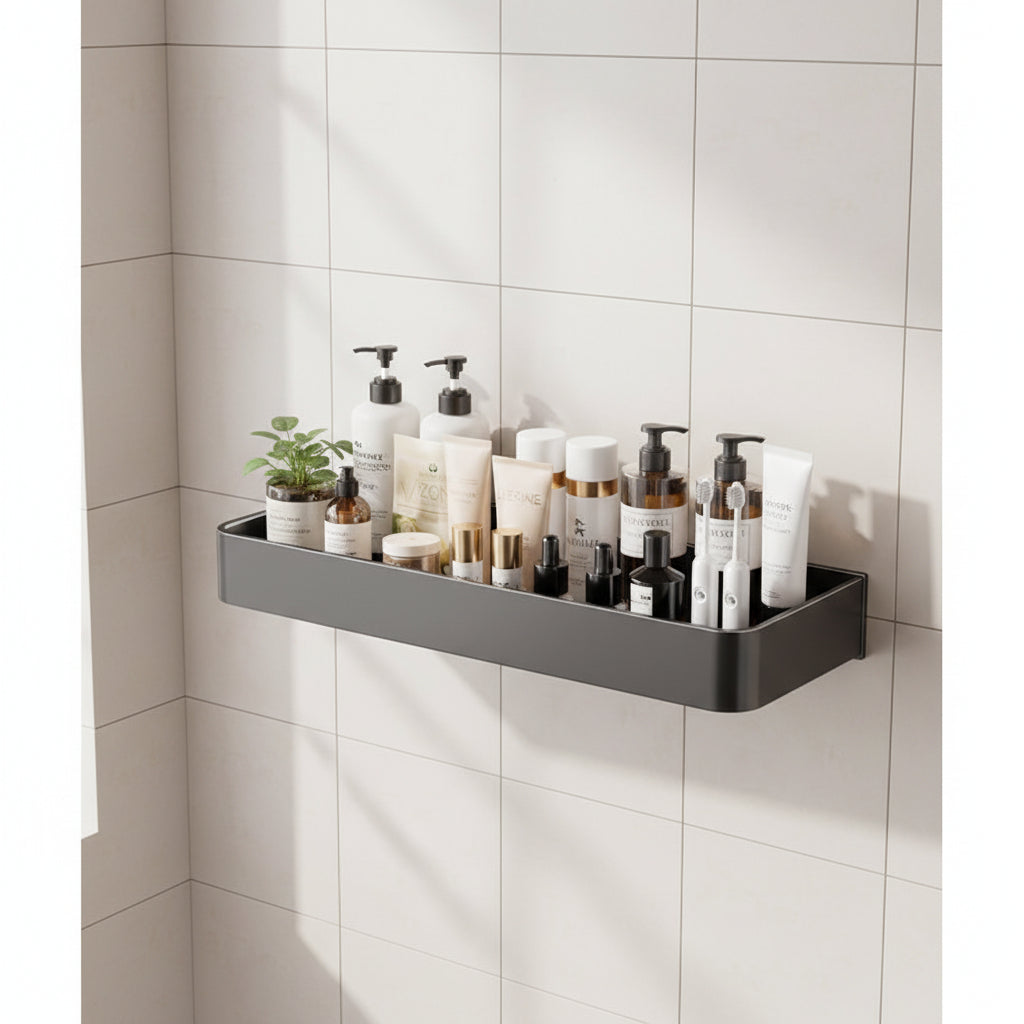 Aluminium Bathroom Shelf - Matte Black - Wall Mounted